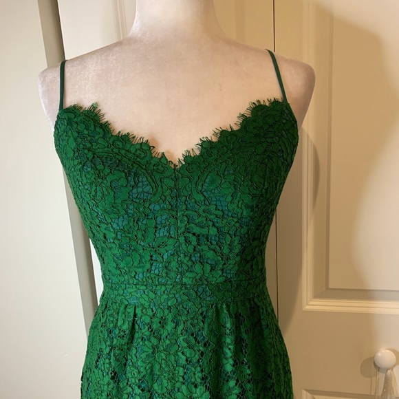 J. Crew Emerald Green Lace Midi Dress 👗 - Picture 5 of 8
